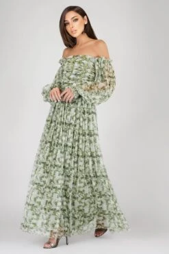 Lana Green Floral Printed Tulle Dress 10 Lana Green Floral Printed Tulle Dress -Lace & Beads Shop Lana 1