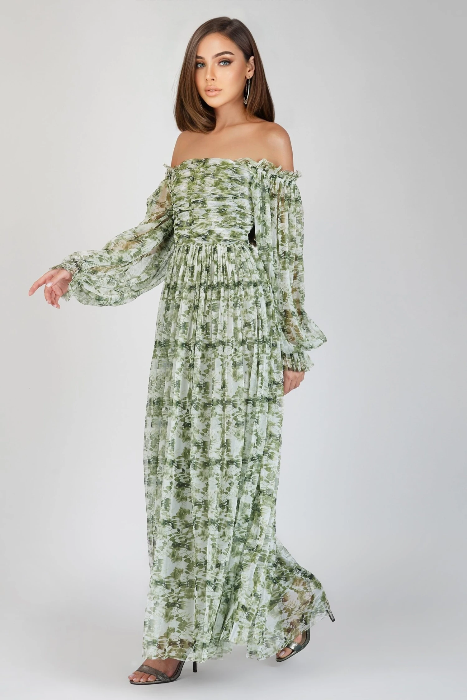 Lana Green Floral Printed Tulle Dress 5 Lana Green Floral Printed Tulle Dress - Image 3