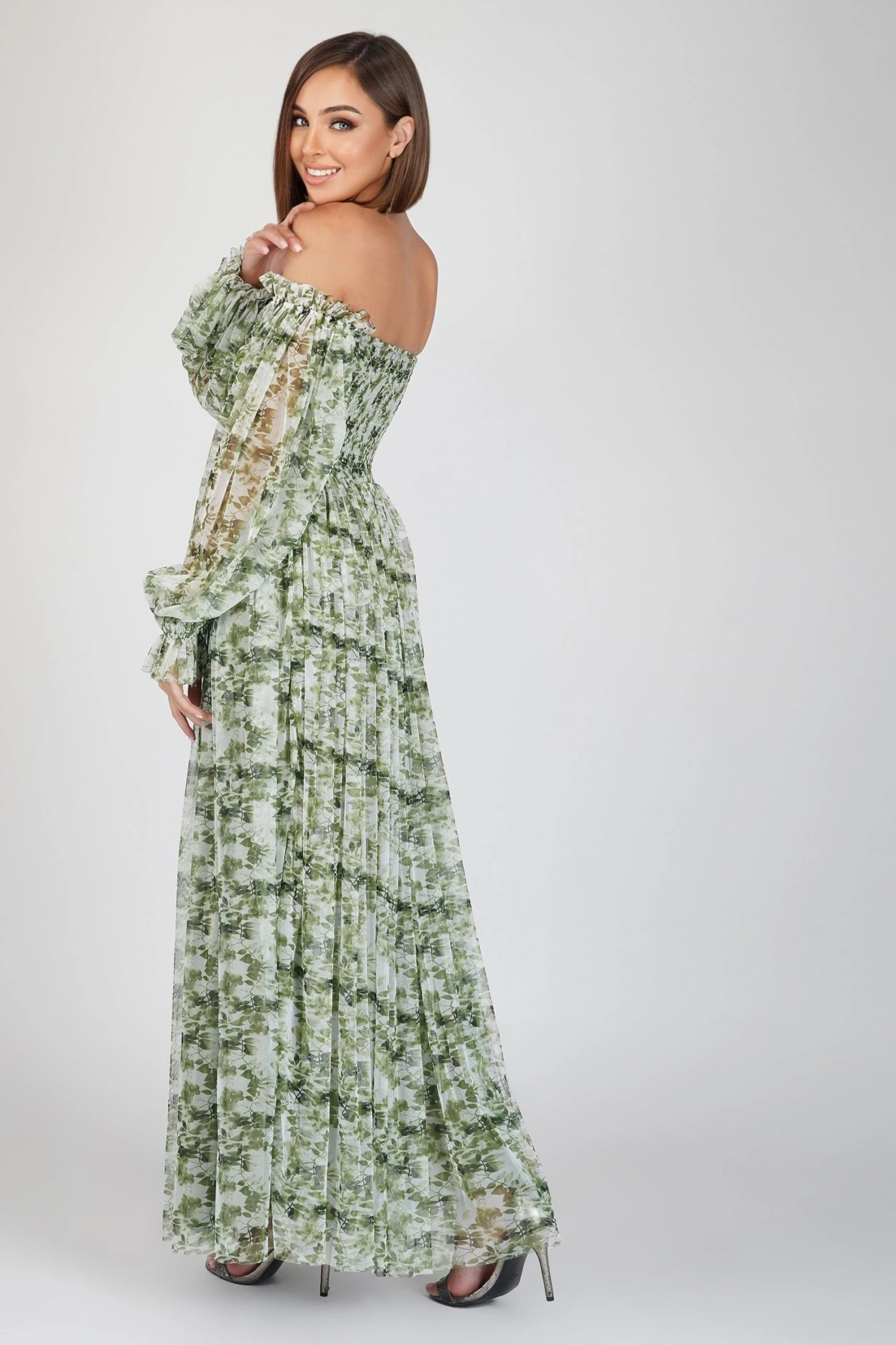 Lana Green Floral Printed Tulle Dress 4 Lana Green Floral Printed Tulle Dress - Image 2