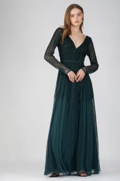 Laura Embellished Maxi Dress In Emerald Green 19 Laura Embellished Maxi Dress In Emerald Green -Lace & Beads Shop LauraMaxi EmeraldGreen 2