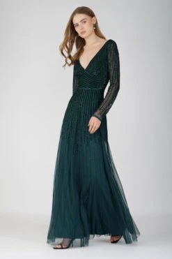 Laura Embellished Maxi Dress In Emerald Green 18 Laura Embellished Maxi Dress In Emerald Green -Lace & Beads Shop LauraMaxi EmeraldGreen 3