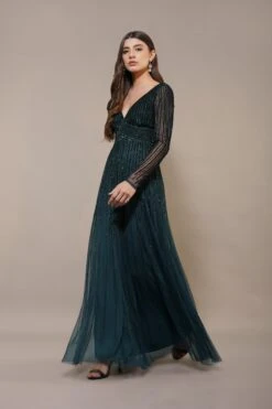 Laura Embellished Maxi Dress In Emerald Green 14 Laura Embellished Maxi Dress In Emerald Green -Lace & Beads Shop Laura Maxi in Emerald Green 5