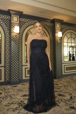 Leona Embellished Maxi Dress In Navy Blue -Lace & Beads Shop Leona Maxi in Navy 12 a