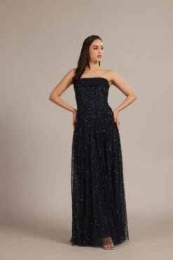 Leona Embellished Maxi Dress In Navy Blue -Lace & Beads Shop Leona Maxi in Navy 3