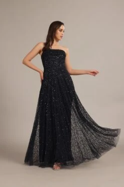 Leona Embellished Maxi Dress In Navy Blue -Lace & Beads Shop Leona Maxi in Navy 4