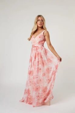 Levi Pink Floral Printed Maxi Dress 16 Levi Pink Floral Printed Maxi Dress -Lace & Beads Shop Levi 10