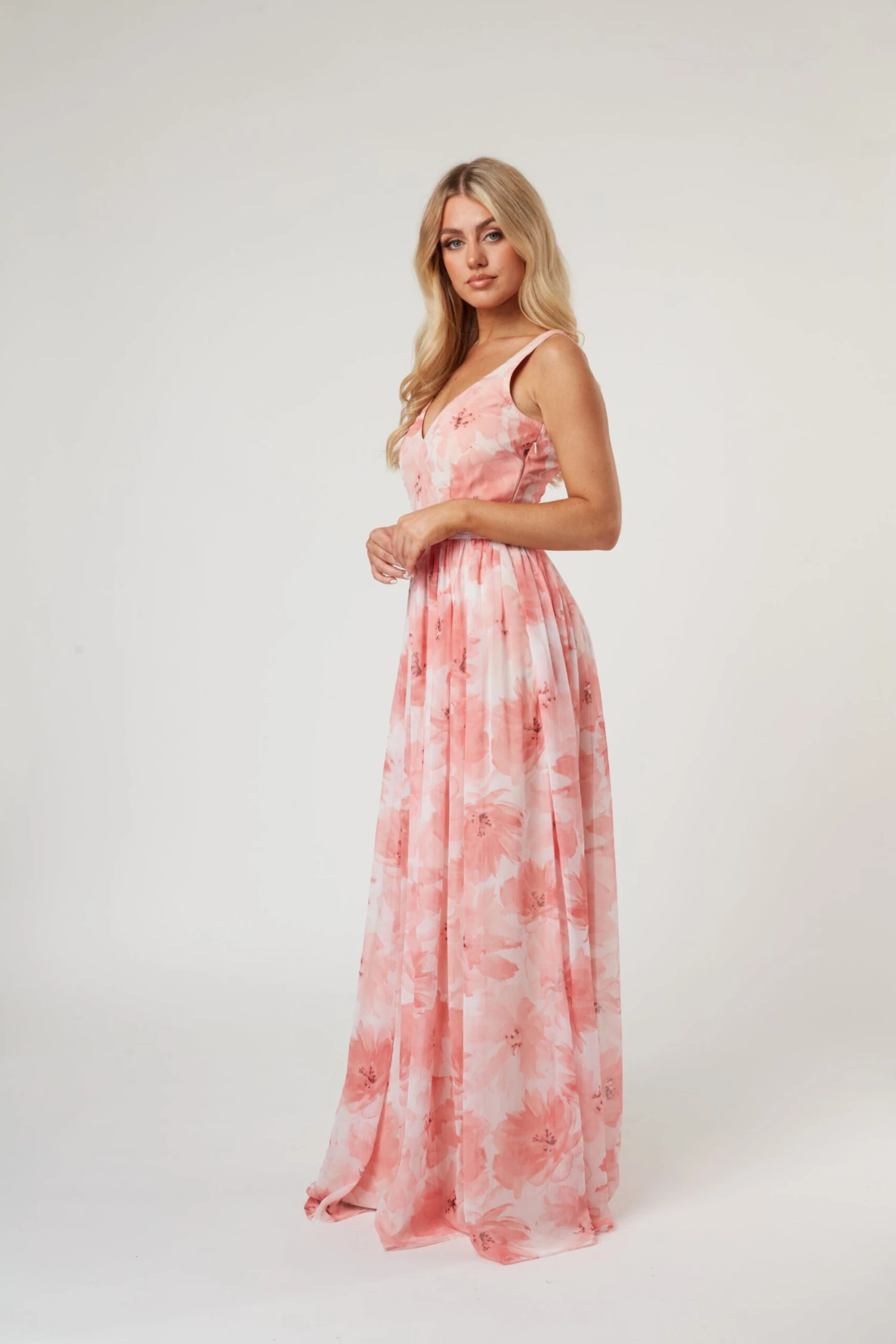 Levi Pink Floral Printed Maxi Dress 10 Levi Pink Floral Printed Maxi Dress - Image 8
