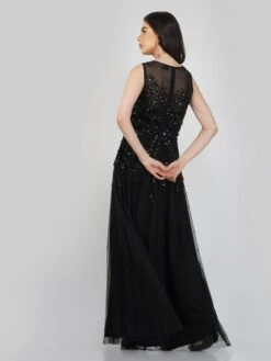 Lilith Floral Embellished Maxi Dress In Black -Lace & Beads Shop LilithBlack 1