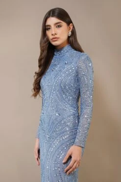 Lotus Embellished Maxi Dress In Light Blue -Lace & Beads Shop LotusMaxiDressLightBlue 2