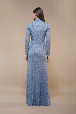 Lotus Embellished Maxi Dress In Light Blue -Lace & Beads Shop LotusMaxiDressLightBlue 3