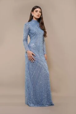 Lotus Embellished Maxi Dress In Light Blue -Lace & Beads Shop LotusMaxiDressLightBlue 6
