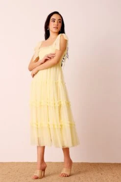Louise Midi Dress In Buttercup -Lace & Beads Shop LouiseMidiinButtercup 4