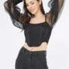 Luca Black Long Sleeve Corset Top -Lace & Beads Shop LucaBlack 3