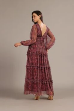 Lydia Maxi Dress In Purple Floral -Lace & Beads Shop Lydia Maxi in Purple Floral 2