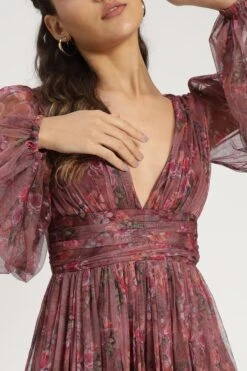 Lydia Maxi Dress In Purple Floral -Lace & Beads Shop Lydia Maxi in Purple Floral A 4