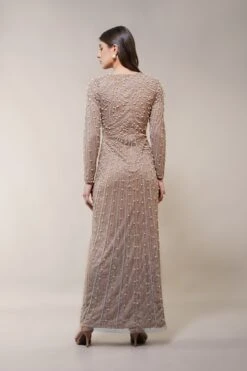 Mabel Embellished Maxi Dress In Taupe -Lace & Beads Shop MabelMaxiDressinTaupe 3