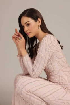 Mabel Embellished Maxi Dress In Powder Pink -Lace & Beads Shop MabelMaxiinPowderPink 1