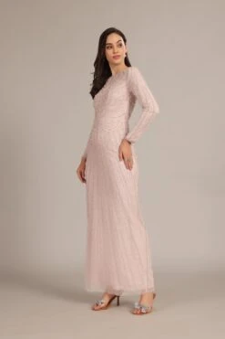 Mabel Embellished Maxi Dress In Powder Pink -Lace & Beads Shop MabelMaxiinPowderPink 4