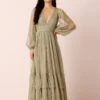 Madison Long Sleeve Wrap Maxi Dress In Dusty Sage -Lace & Beads Shop MadisonLongSleeveMaxiinDustySage 6