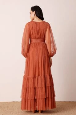Madison Long Sleeve Maxi Dress In Terracotta Rose -Lace & Beads Shop MadisonMaxiLongSleeveinTerracottaRose 2