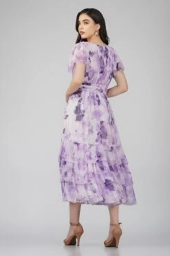 Madison Lavender Chiffon Bridesmaid Dress -Lace & Beads Shop MadisonMidiLavenderPrint 1