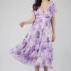 Madison Lavender Chiffon Bridesmaid Dress -Lace & Beads Shop MadisonMidiLavenderPrint 2