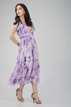 Madison Lavender Chiffon Bridesmaid Dress -Lace & Beads Shop MadisonMidiLavenderPrint 5