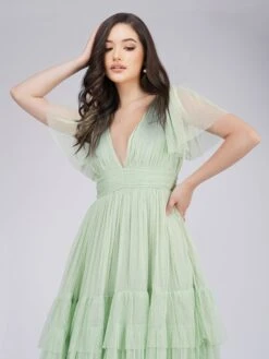 Madison Sage Green Tulle Bridesmaid Midi Dress -Lace & Beads Shop MadisonMidiSage 3