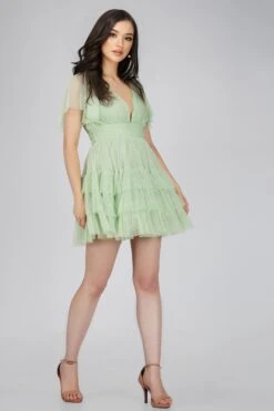 Madison Sage Green Tulle Mini Dress -Lace & Beads Shop MadisonMiniSage 2