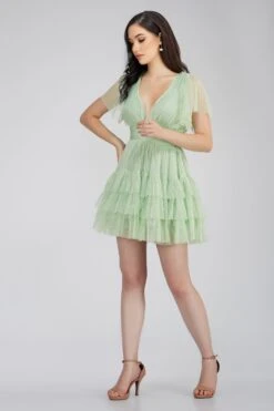 Madison Sage Green Tulle Mini Dress -Lace & Beads Shop MadisonMiniSage 3