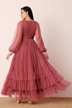 Madison Long Sleeve Maxi Dress In Orchid -Lace & Beads Shop Madison Long Sleeve Maxi in Orchid 2