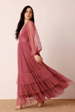 Madison Long Sleeve Maxi Dress In Orchid -Lace & Beads Shop Madison Long Sleeve Maxi in Orchid 6