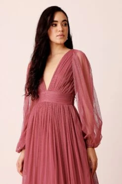 Madison Long Sleeve Maxi Dress In Orchid -Lace & Beads Shop Madison Long Sleeve Maxi in Orchid 8