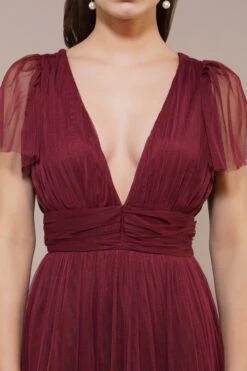 Madison Burgundy Bridesmaid Dress -Lace & Beads Shop Madison Midi in Burgundy 1