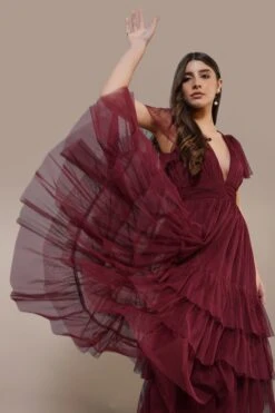 Madison Burgundy Bridesmaid Dress -Lace & Beads Shop Madison Midi in Burgundy 2 184ad8e3 29af 493e aed0 2d9bc857a178