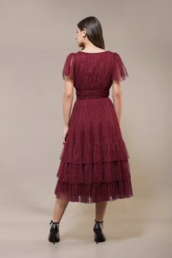 Madison Burgundy Bridesmaid Dress -Lace & Beads Shop Madison Midi in Burgundy 3 79a0be22 8b3b 4253 b9df c429f14a5500