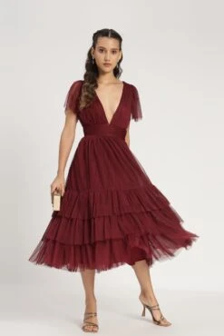 Madison Burgundy Bridesmaid Dress -Lace & Beads Shop Madison Midi in Burgundy 3 e9f4e093 600c 4ddf 8e52 c1d57300958e