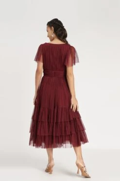 Madison Burgundy Bridesmaid Dress -Lace & Beads Shop Madison Midi in Burgundy 4