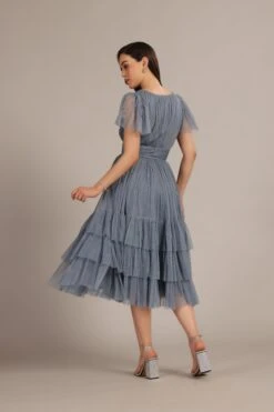 Madison Dusty Blue Bridesmaid Dress -Lace & Beads Shop Madison Midi in Dusty Blue 2