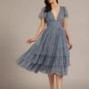 Madison Dusty Blue Bridesmaid Dress 2 Madison Dusty Blue Bridesmaid Dress -Lace & Beads Shop Madison Midi in Dusty Blue 5