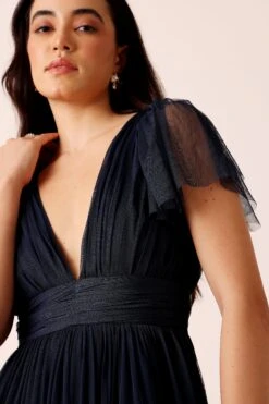 Madison Navy Blue Tulle Bridesmaid Midi Dress -Lace & Beads Shop Madison Midi in Navy 1