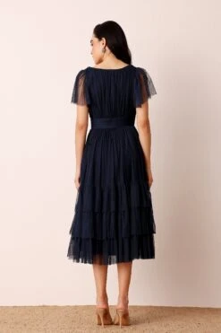 Madison Navy Blue Tulle Bridesmaid Midi Dress -Lace & Beads Shop Madison Midi in Navy 2