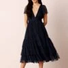 Madison Navy Blue Tulle Bridesmaid Midi Dress -Lace & Beads Shop Madison Midi in Navy 4