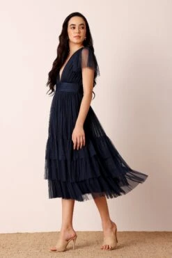 Madison Navy Blue Tulle Bridesmaid Midi Dress -Lace & Beads Shop Madison Midi in Navy 6