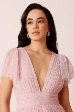 Madison Powder Pink Midi Bridesmaid Dress -Lace & Beads Shop Madison Midi in Powder Pink 1