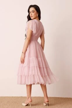 Madison Powder Pink Midi Bridesmaid Dress -Lace & Beads Shop Madison Midi in Powder Pink 2