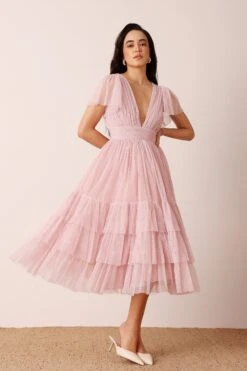 Madison Powder Pink Midi Bridesmaid Dress -Lace & Beads Shop Madison Midi in Powder Pink 6