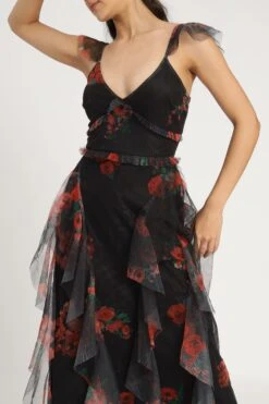 Malin Maxi Dress In Black And Red Floral -Lace & Beads Shop MalinMaxiinBlackandRedFloral 10