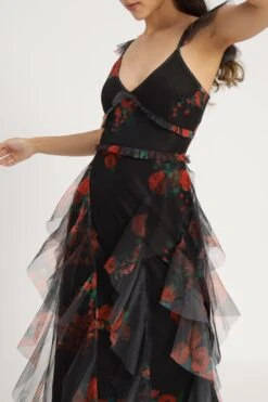 Malin Maxi Dress In Black And Red Floral -Lace & Beads Shop MalinMaxiinBlackandRedFloral 11