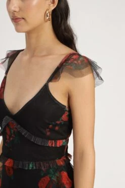 Malin Maxi Dress In Black And Red Floral -Lace & Beads Shop MalinMaxiinBlackandRedFloral 13